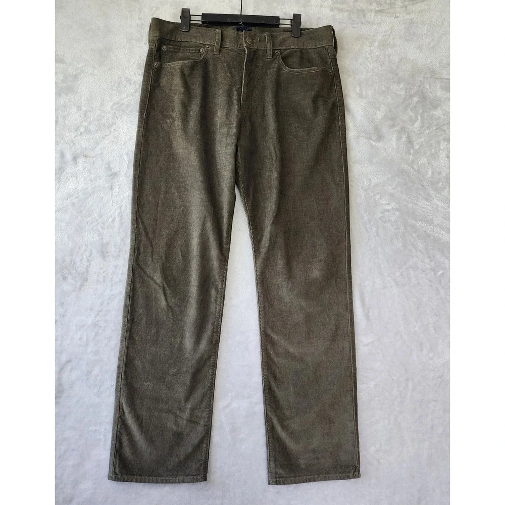 J.Crew Flex Straight Fit Corduroy Pants Mens 32X30 Olive Drab Green NWT